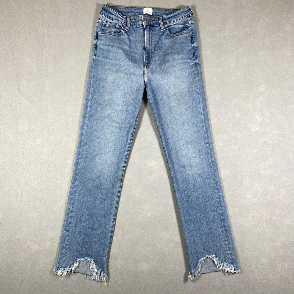 Jonathan Simkhai Womens Straight Jeans Blue Cotton Frayed Step Hem Size 28